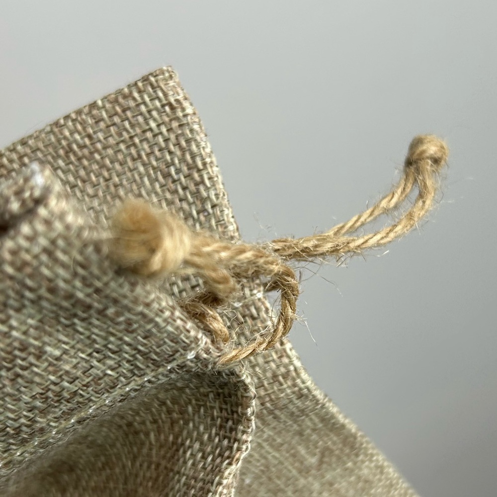 Rustic Tan Burlap Drawstring Bag - Picture 5 of 8